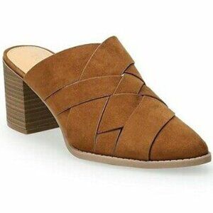 Size 7 -LC Lauren Conrad Rowann Women's High Heel Mules - Cognac